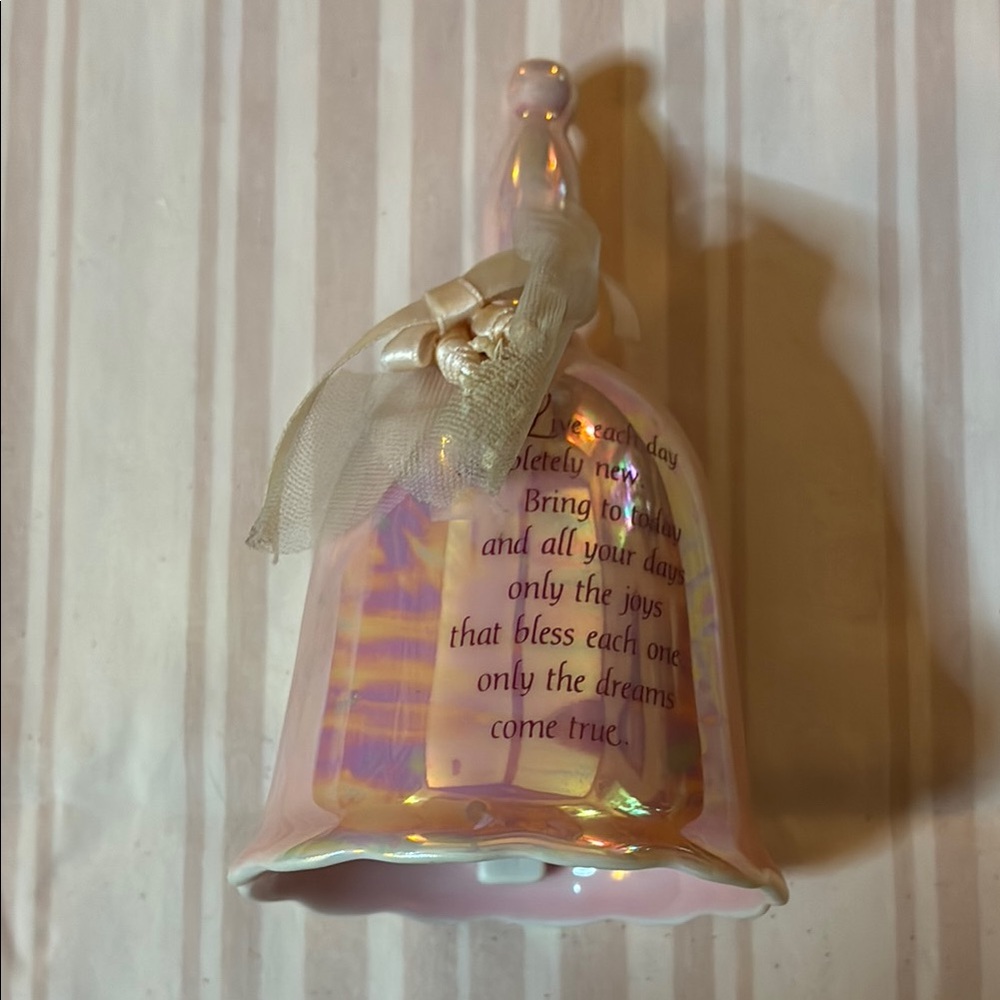 vintage Pink Decorative Bell with Ribbon